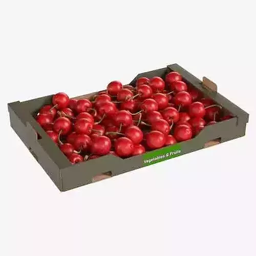 Cherry Cardboard Fruit Box Low-poly 3D model 6