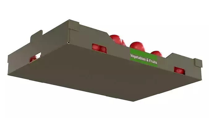 Cherry Cardboard Fruit Box Low-poly 3D model 5