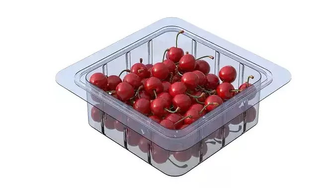 Cherry Fruit Box Plastic Transparent Low-poly 3D model 4