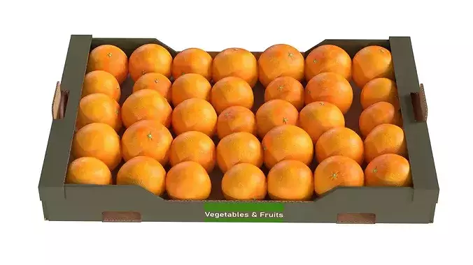 Clementine Cardboard Fruit Box Low-poly 3D model 3