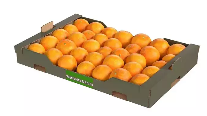 Clementine Cardboard Fruit Box Low-poly 3D model 2