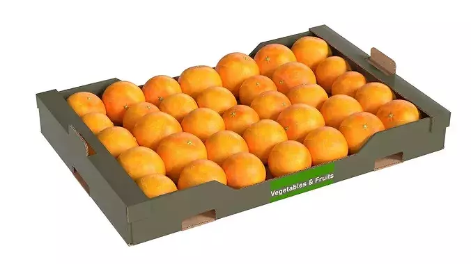 Clementine Cardboard Fruit Box Low-poly 3D model