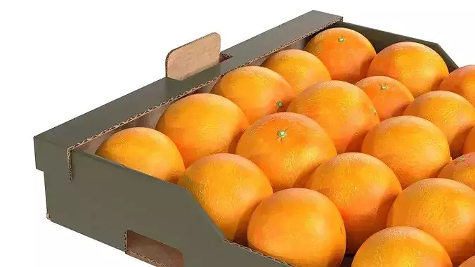 Clementine Cardboard Fruit Box Low-poly 3D model 4