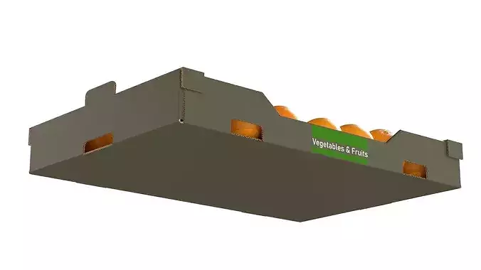 Clementine Cardboard Fruit Box Low-poly 3D model 5