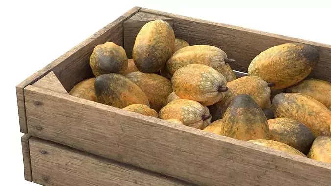 Cocoa Fruit Wooden Crate Low-poly 3D model 4
