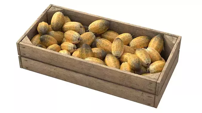 Cocoa Fruit Wooden Crate Low-poly 3D model 2