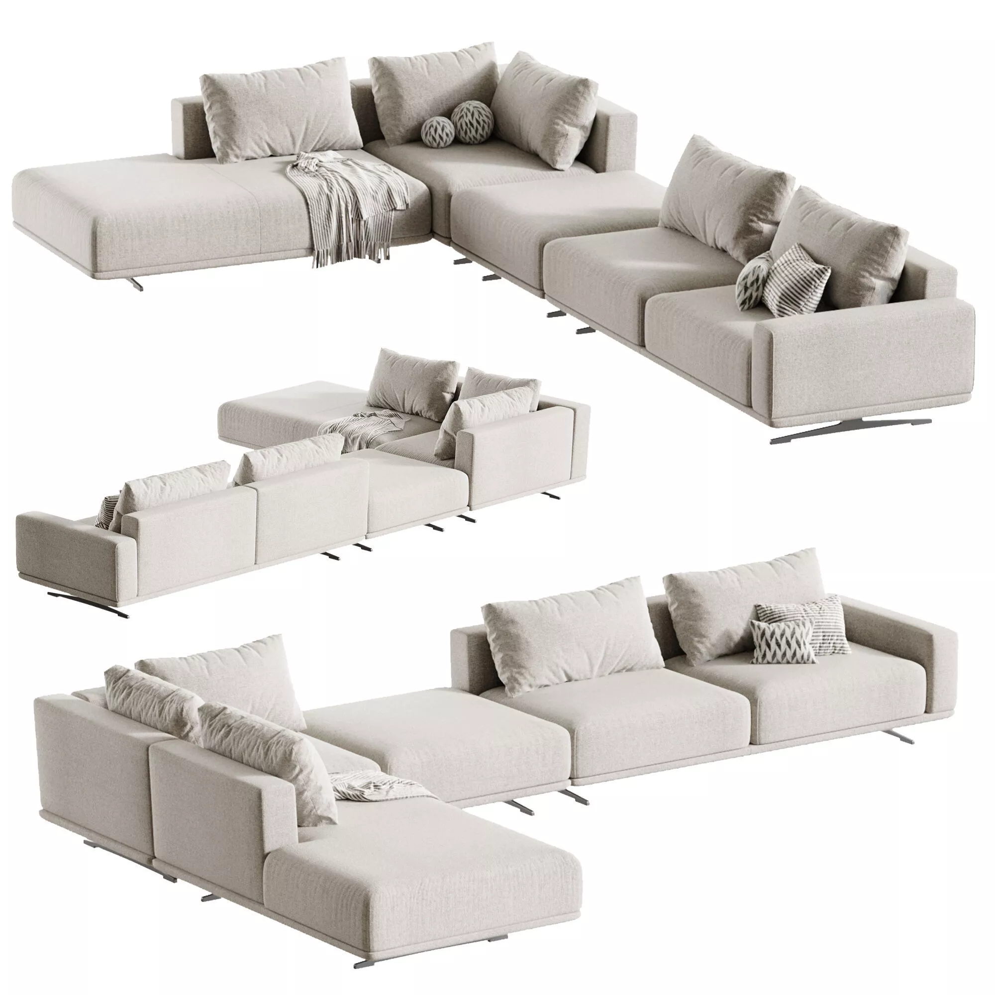 ZILLIS modular corner sofa 444 cm velour by skdesign 3D model