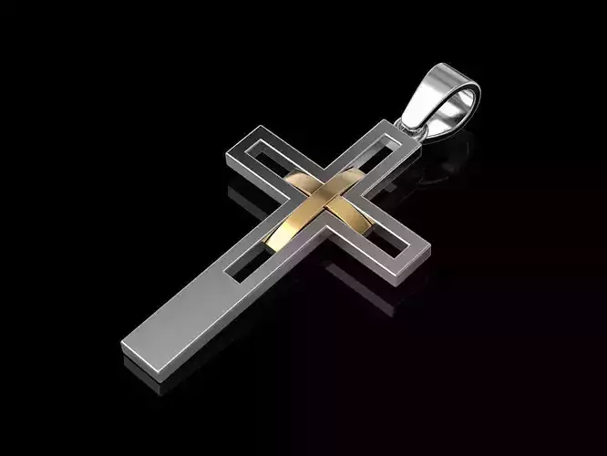 Cross silver and gold pendant