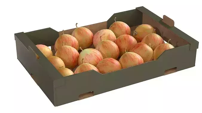 Crab Apple Cardboard Fruit Box Low-poly 3D model