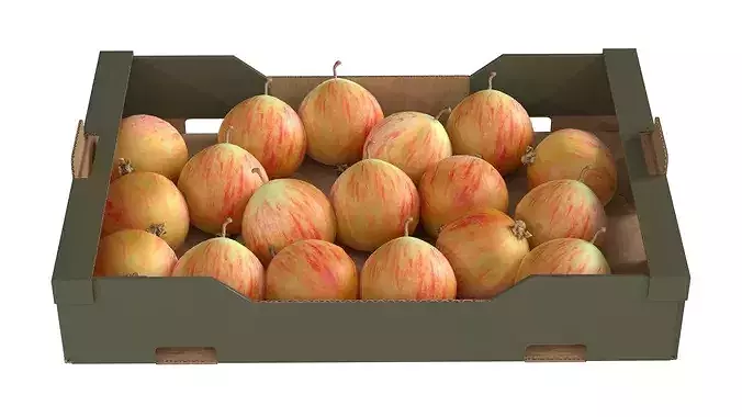 Crab Apple Cardboard Fruit Box Low-poly 3D model 3