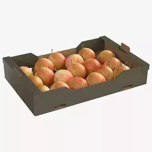 Crab Apple Cardboard Fruit Box Low-poly 3D model 6