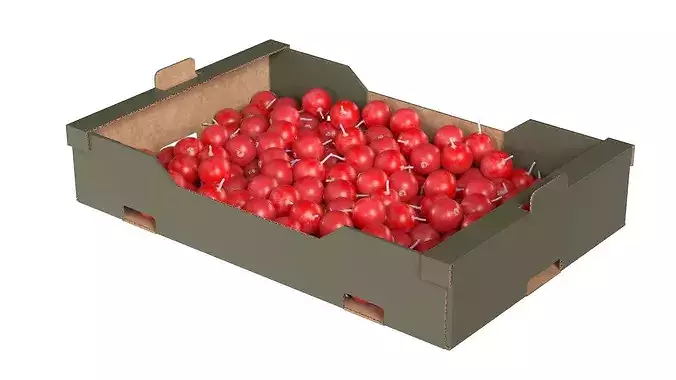 Cranberry Cardboard Fruit Box Low-poly 3D model 2