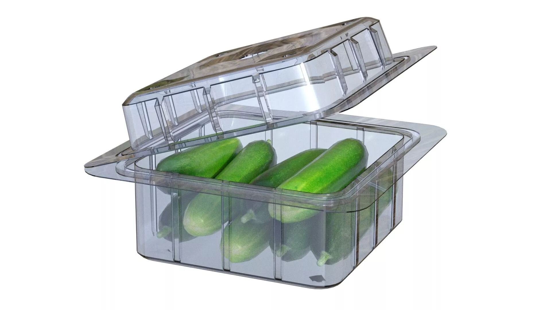 Cucumber Box Plastic Transparent Low-poly 3D model
