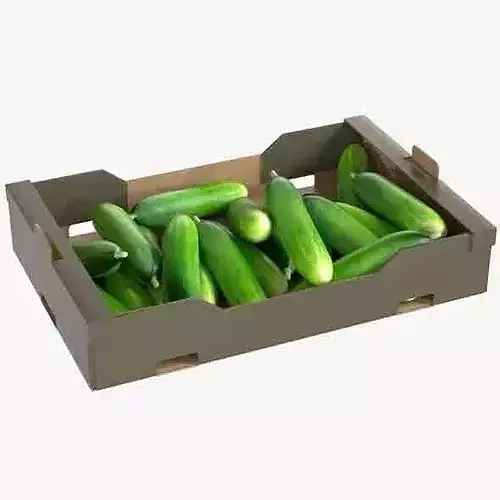 Cucumber Cardboard Fruit Box Low-poly 3D model 6