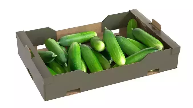 Cucumber Cardboard Fruit Box Low-poly 3D model