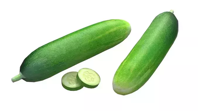 Cucumber Fruit Low-poly 3D model