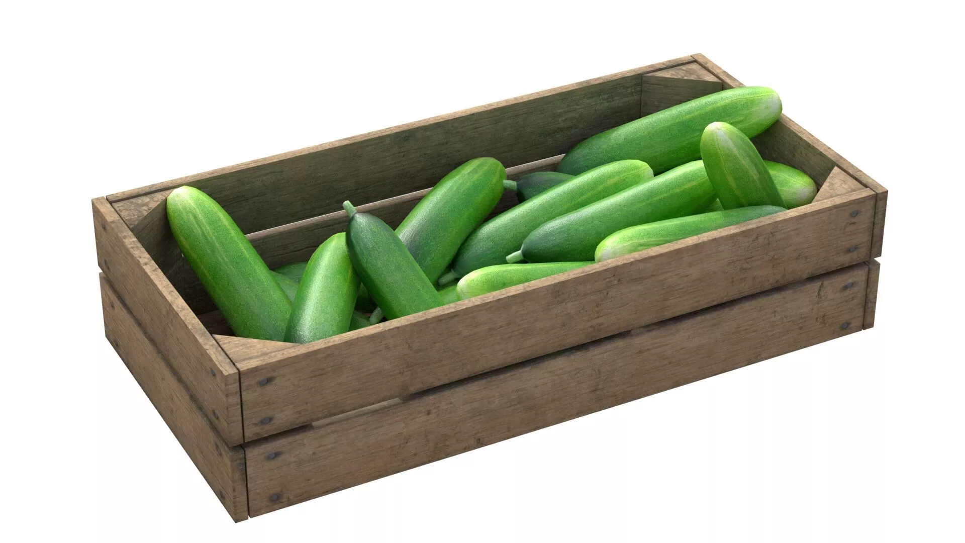 Cucumber Wooden Crate Low-poly 3D model