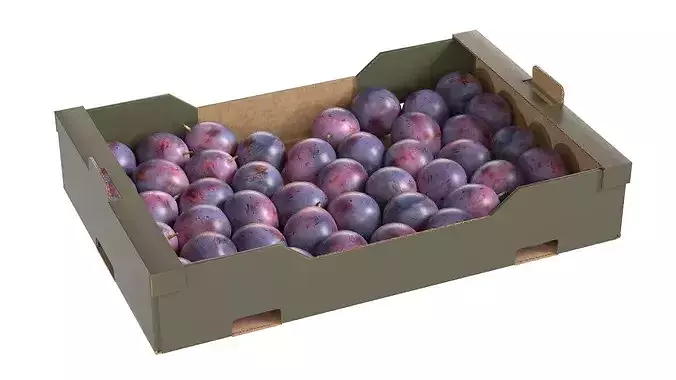 Damsun Plum Cardboard Fruit Box Low-poly 3D model