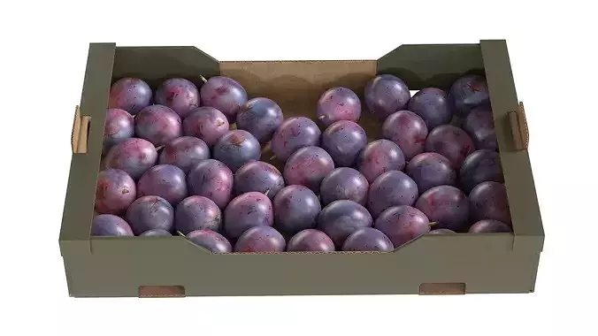 Damsun Plum Cardboard Fruit Box Low-poly 3D model 3