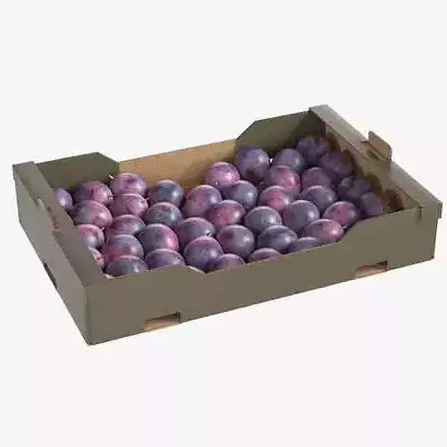Damsun Plum Cardboard Fruit Box Low-poly 3D model 6