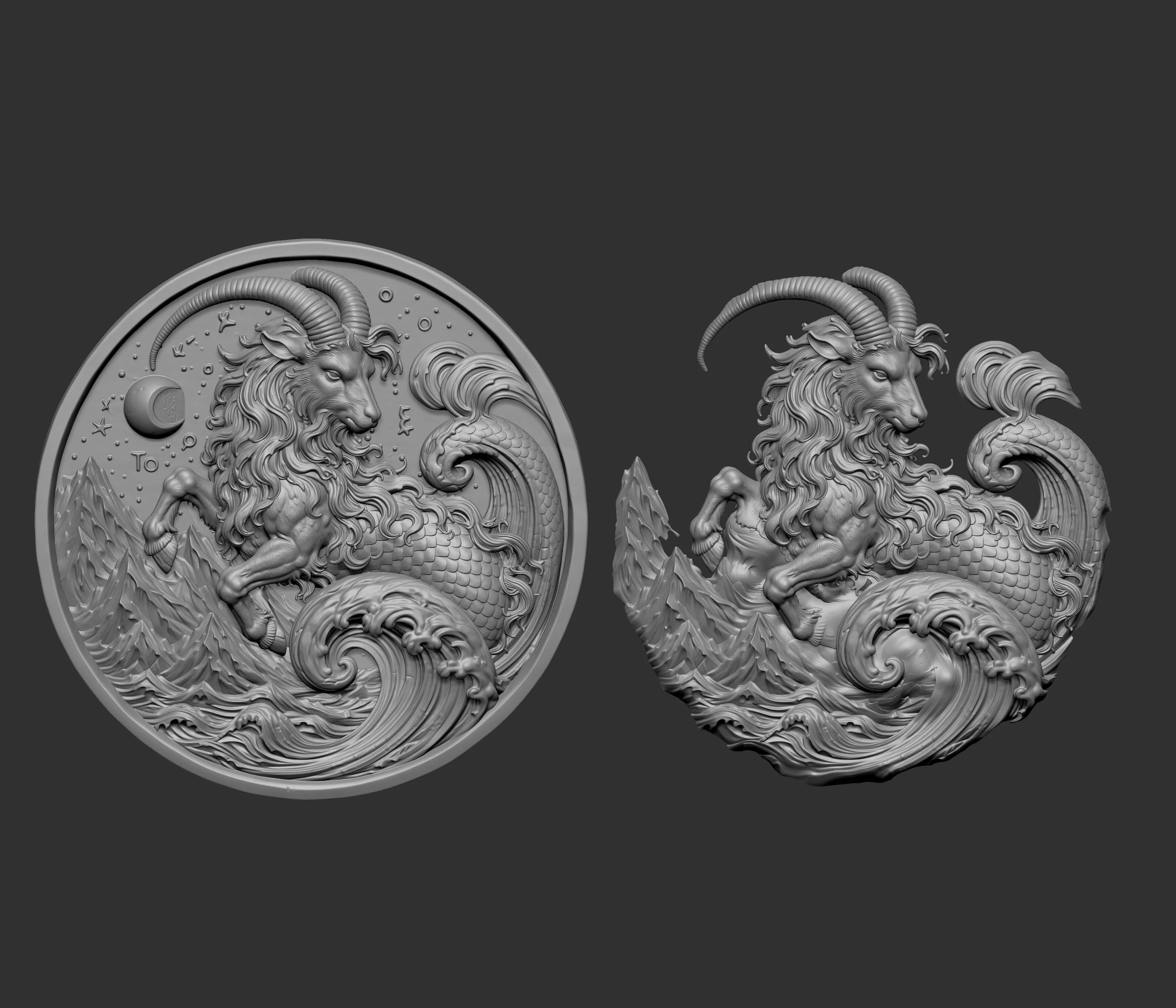 3D sculpture of the zodiac sign Capricorn 3D print model