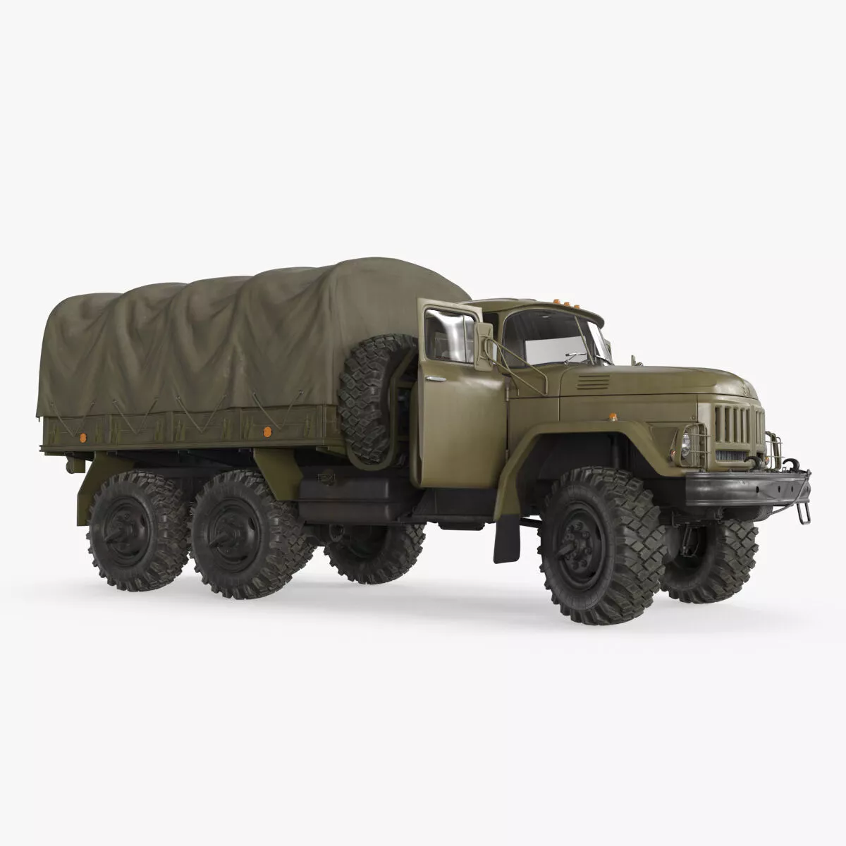 ZIL-131 Military Truck with Cargo Bed Rigged Cinema 4D 3D model