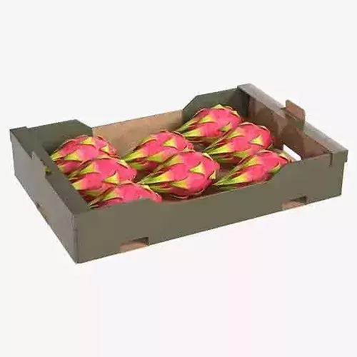 Dragon Fruit Cardboard Fruit Box Low-poly 3D model 6