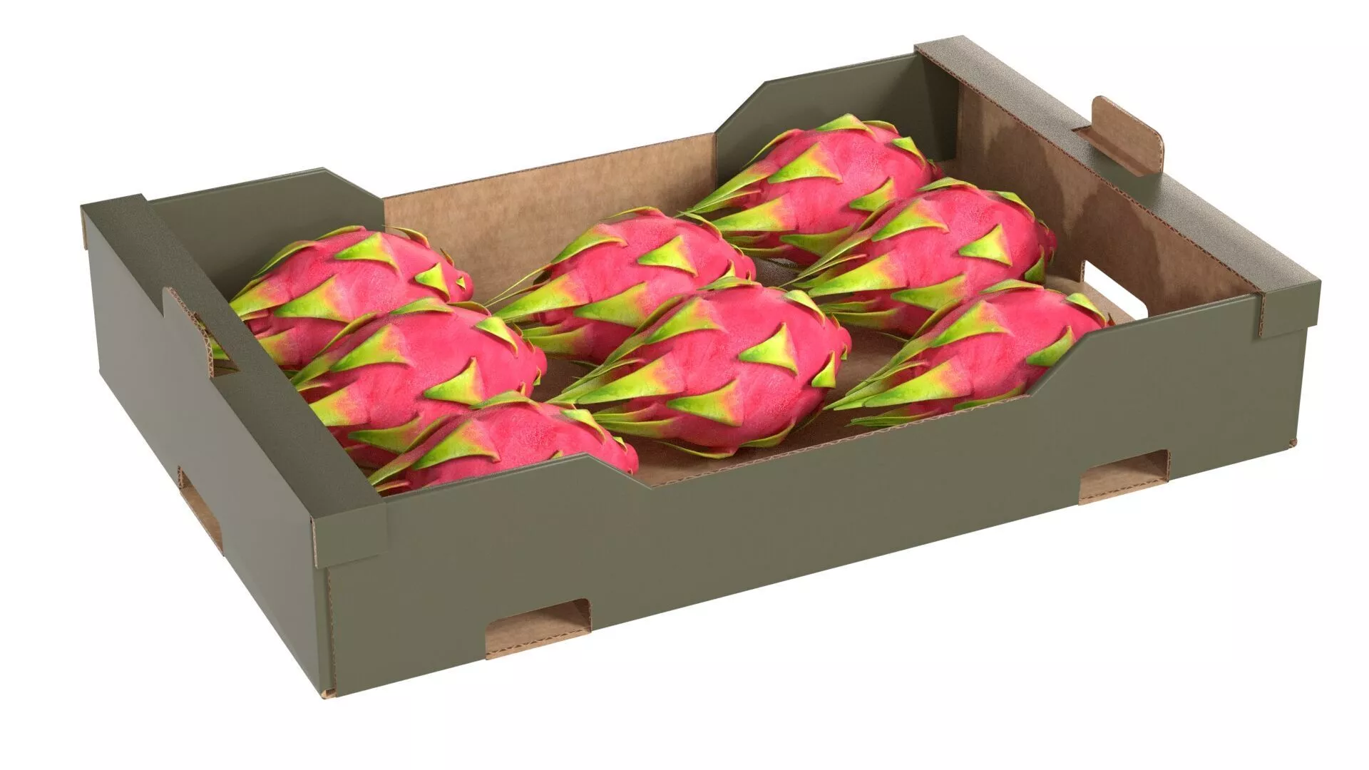 Dragon Fruit Cardboard Fruit Box Low-poly 3D model