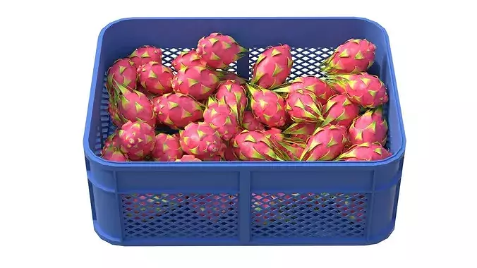 Dragon Fruit Plastic Crate Low-poly 3D model 3