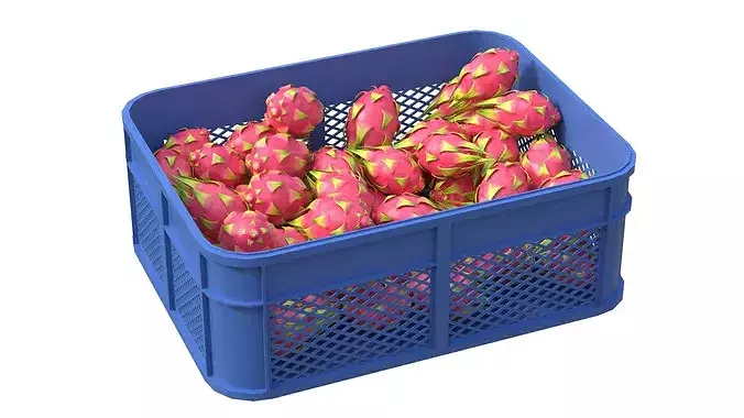 Dragon Fruit Plastic Crate Low-poly 3D model