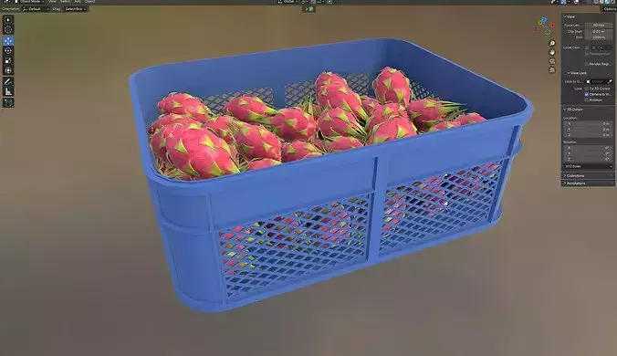Dragon Fruit Plastic Crate Low-poly 3D model 7