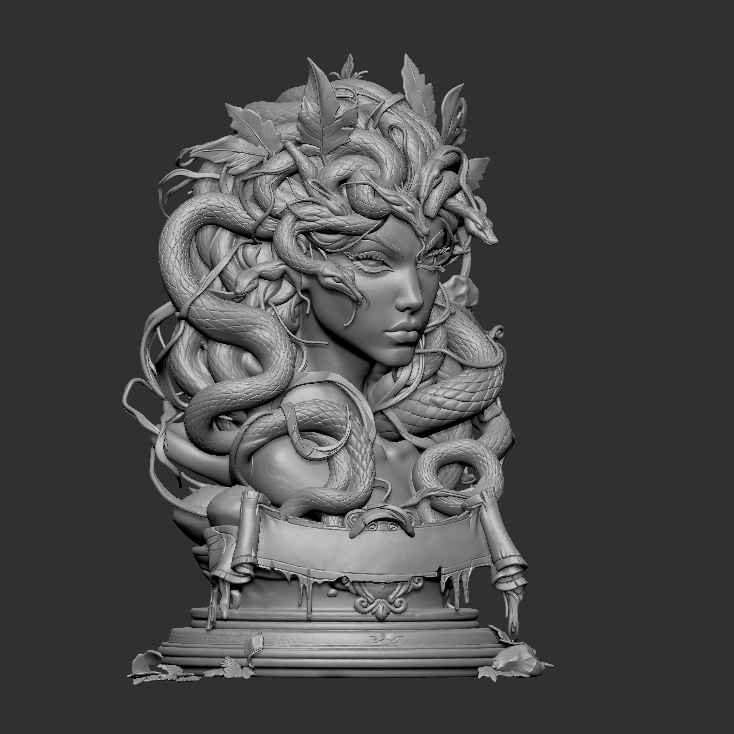 detailed 3D digital bust of Medusa 3D print model
