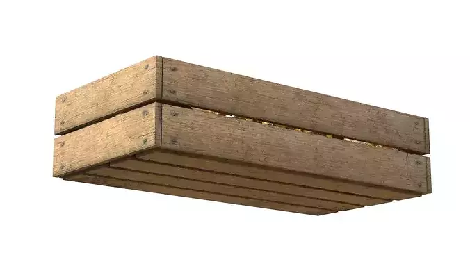 Dragon Fruit Yellow Wooden Crate Low-poly 3D model 5