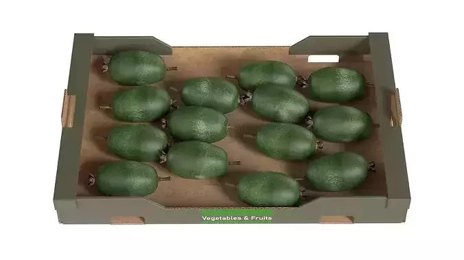 Feijoa Cardboard Fruit Box Low-poly 3D model 3