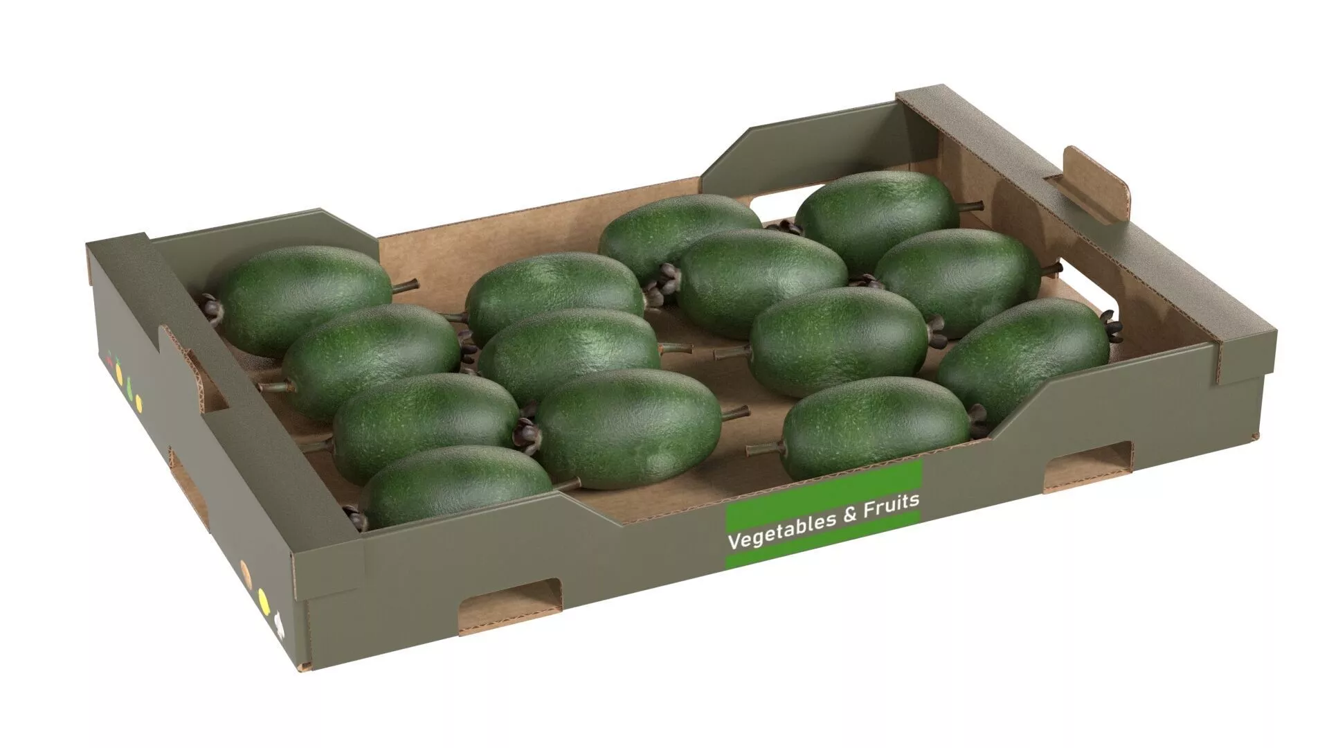 Feijoa Cardboard Fruit Box Low-poly 3D model