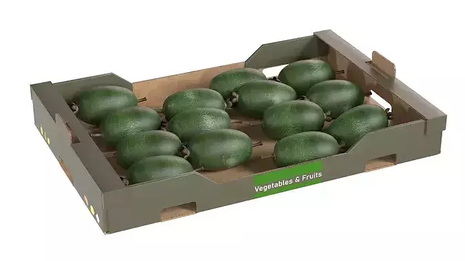 Feijoa Cardboard Fruit Box Low-poly 3D model