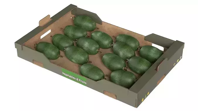 Feijoa Cardboard Fruit Box Low-poly 3D model 2