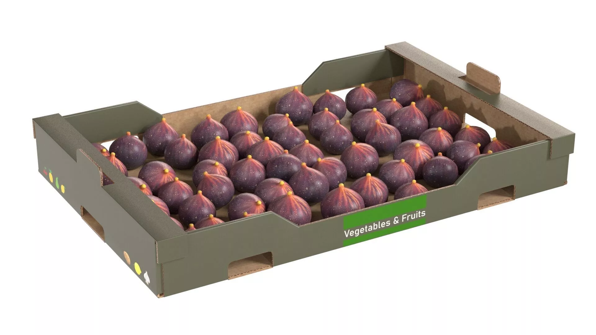 Fig Cardboard Fruit Box Low-poly 3D model