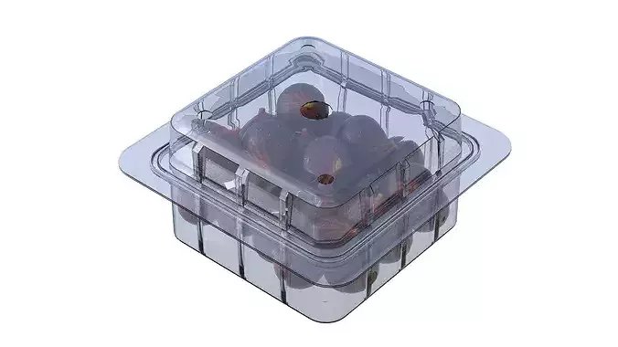Fig Fruit Box Plastic Transparent Low-poly 3D model 3