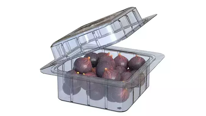 Fig Fruit Box Plastic Transparent Low-poly 3D model