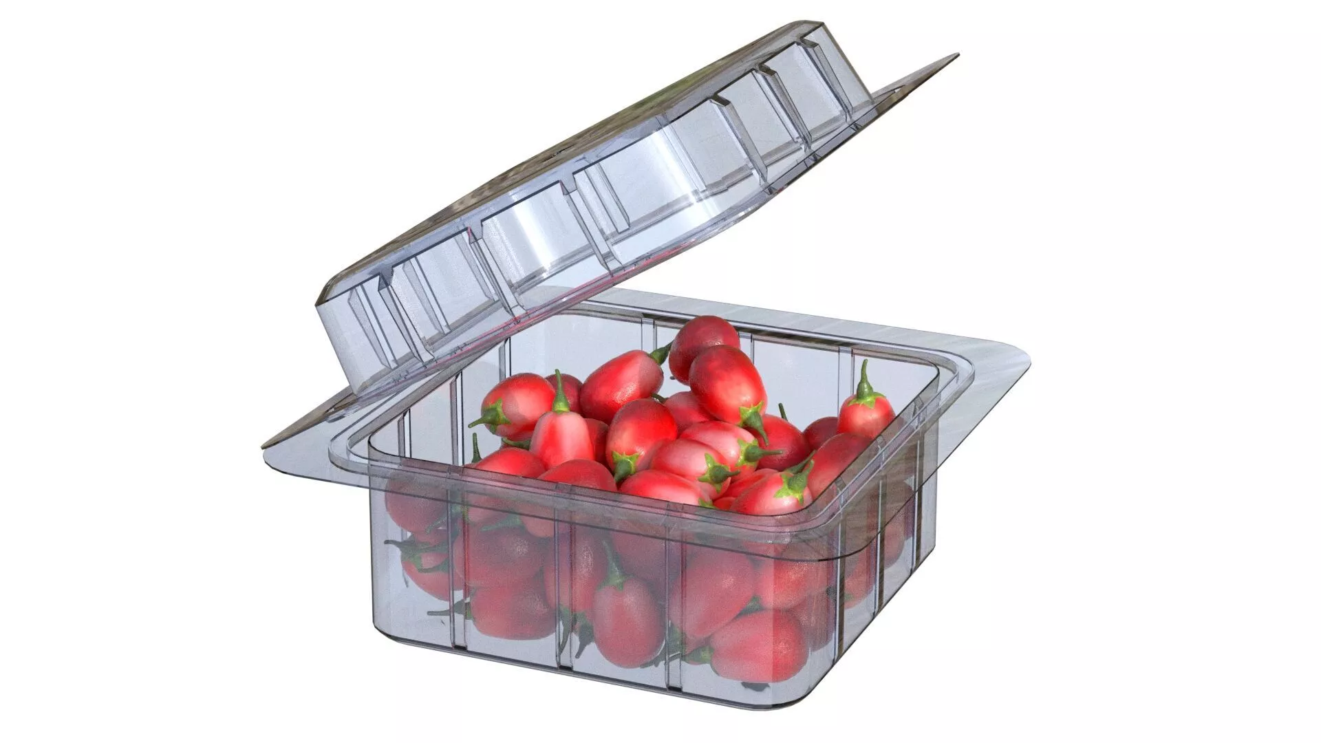 Goji berry Fruit Box Plastic Transparent Low-poly 3D model