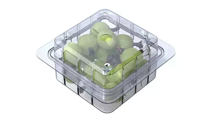 Gooseberry Fruit Box Plastic Transparent Low-poly 3D model 3