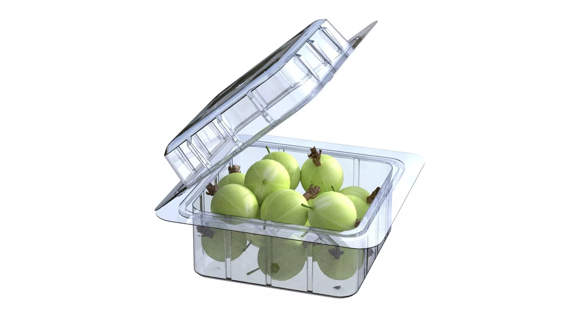 Gooseberry Fruit Box Plastic Transparent Low-poly 3D model