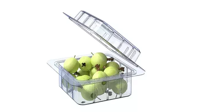 Gooseberry Fruit Box Plastic Transparent Low-poly 3D model 2