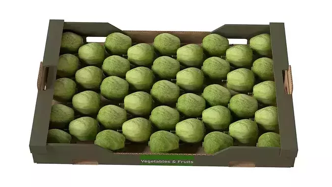 Guava Cardboard Fruit Box Low-poly 3D model 3
