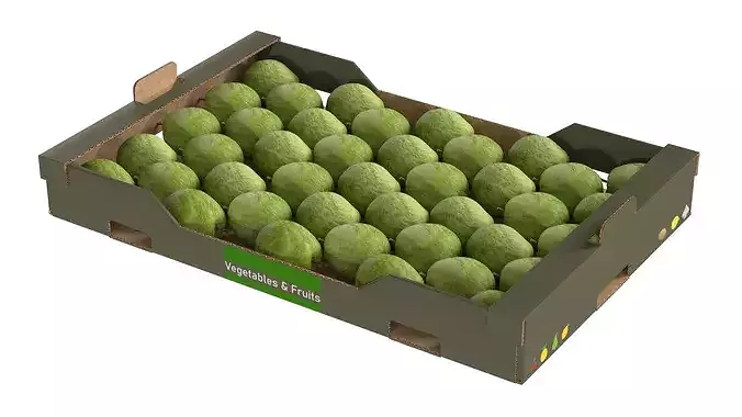 Guava Cardboard Fruit Box Low-poly 3D model