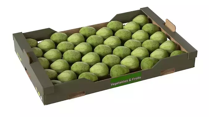 Guava Cardboard Fruit Box Low-poly 3D model 2