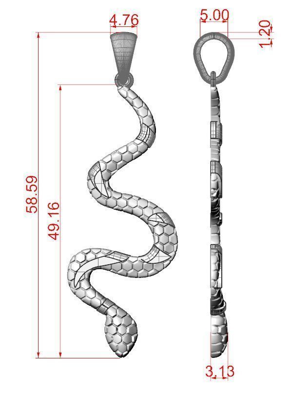 Pendant snake 3D print model_5