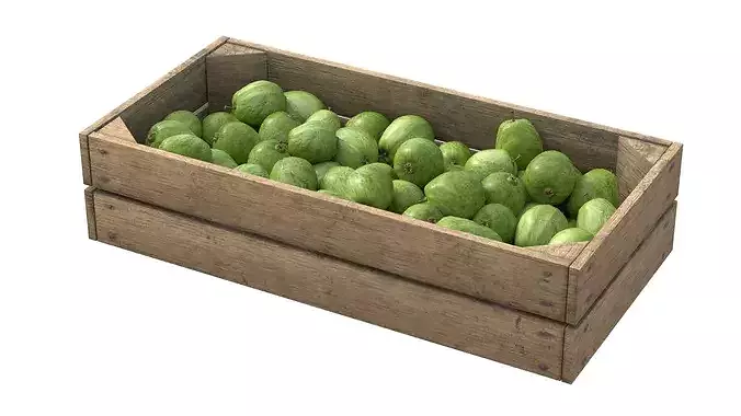 Guava Wooden Crate Low-poly 3D model 2
