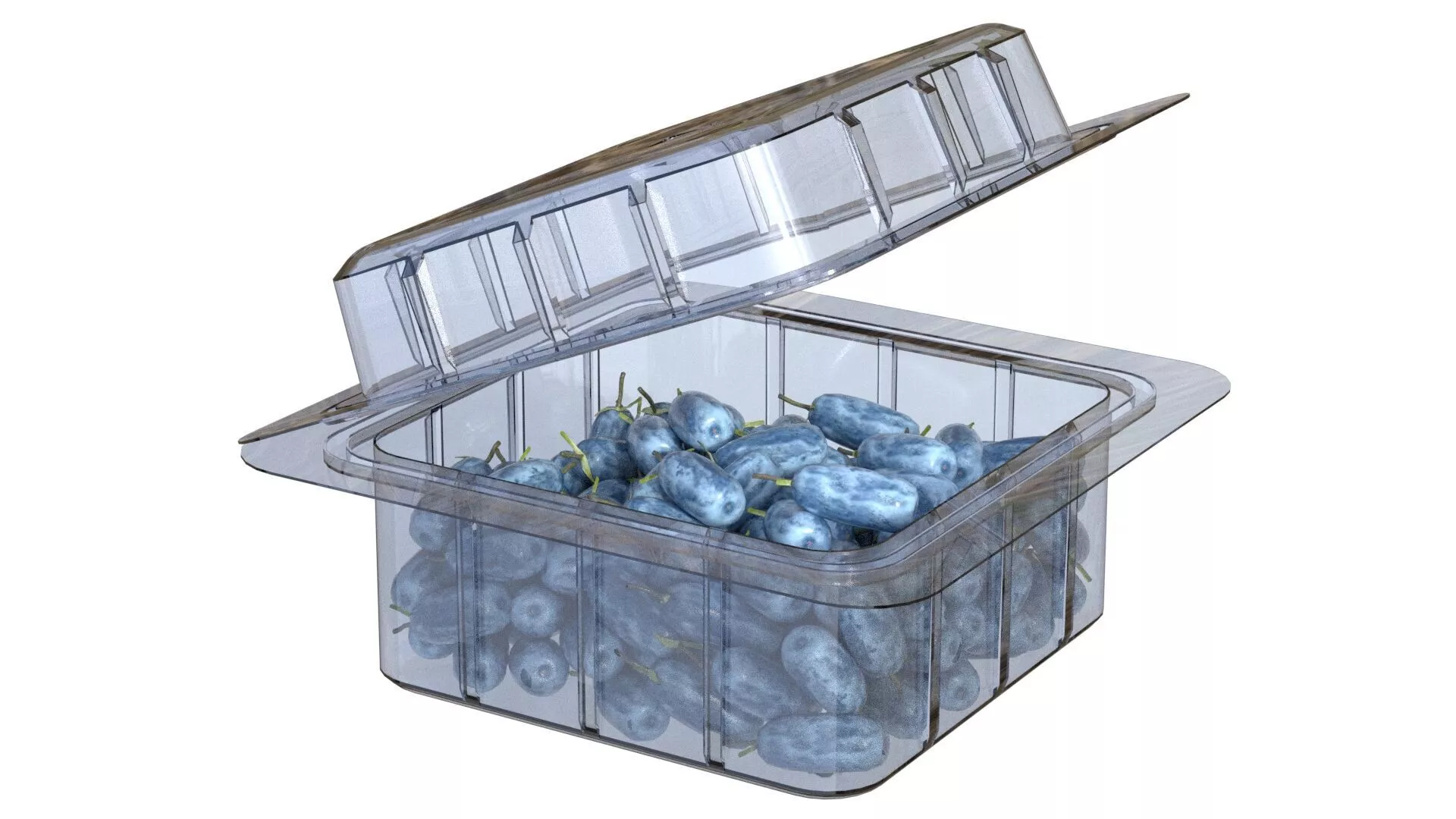 Honeyberry Fruit Box Plastic Transparent Low-poly 3D model